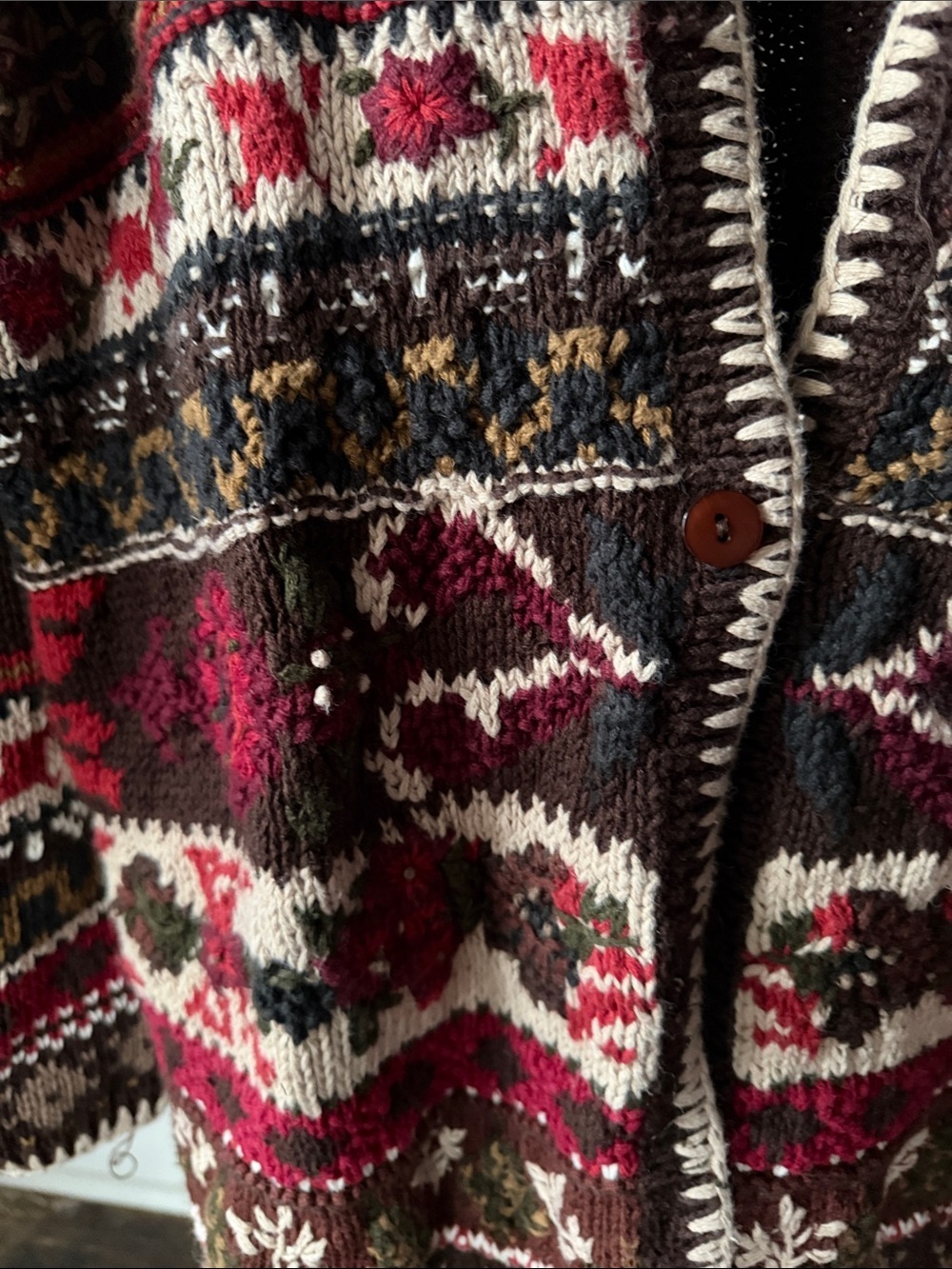 Vintage Chunky Knit Granny Cardigan Sweater Size XL - Picture 3 of 4